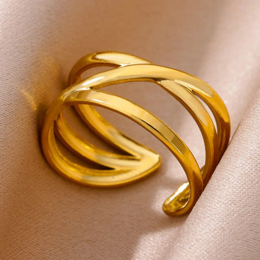Anello Dorato Boho Regolabile Multilinea