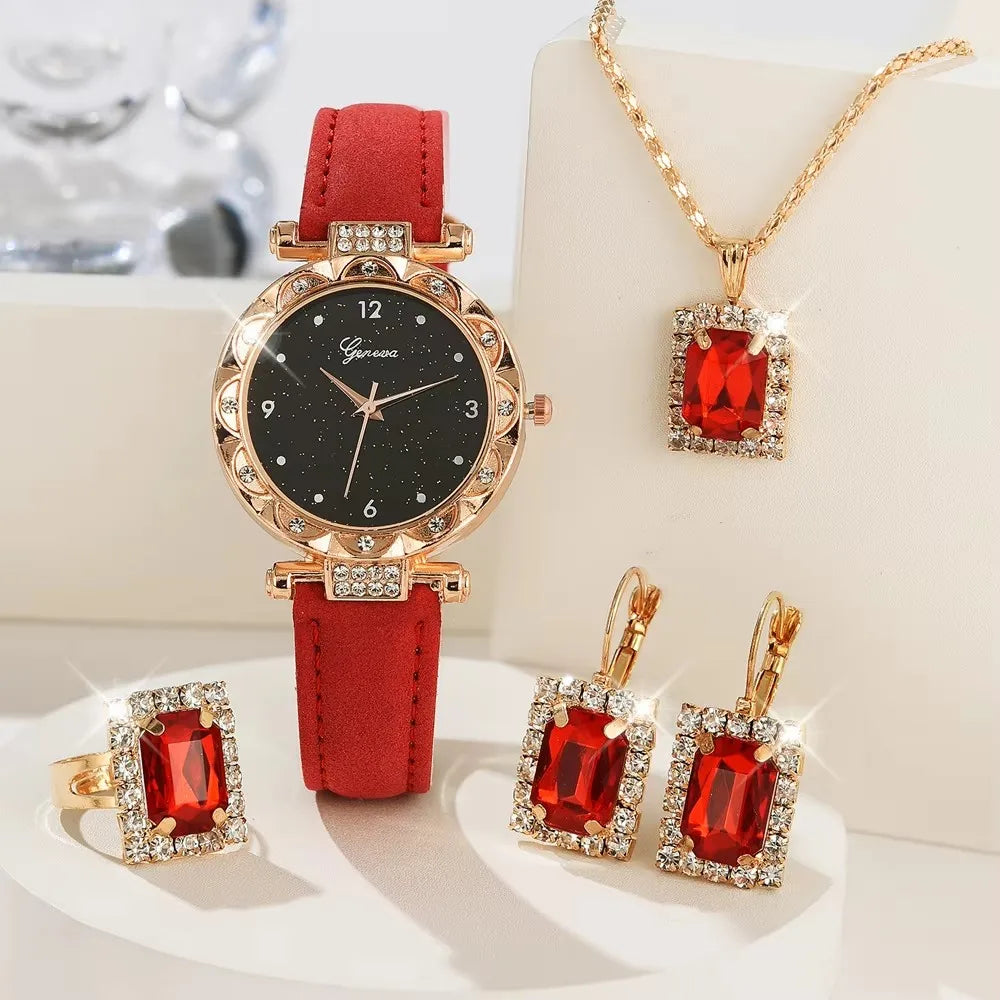 Set Completo Glamour: Orologio, Collana, Orecchini, Anello + Bracciali