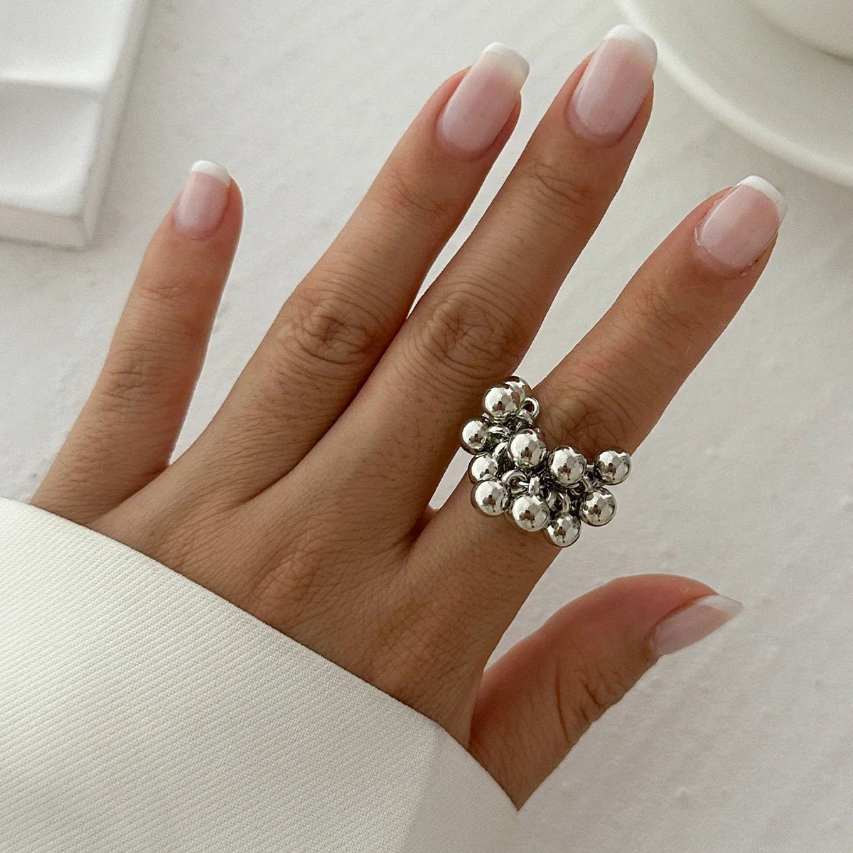 Anello Regolabile con Sfere Dorato