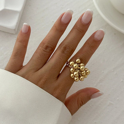 Anello Regolabile con Sfere Dorato