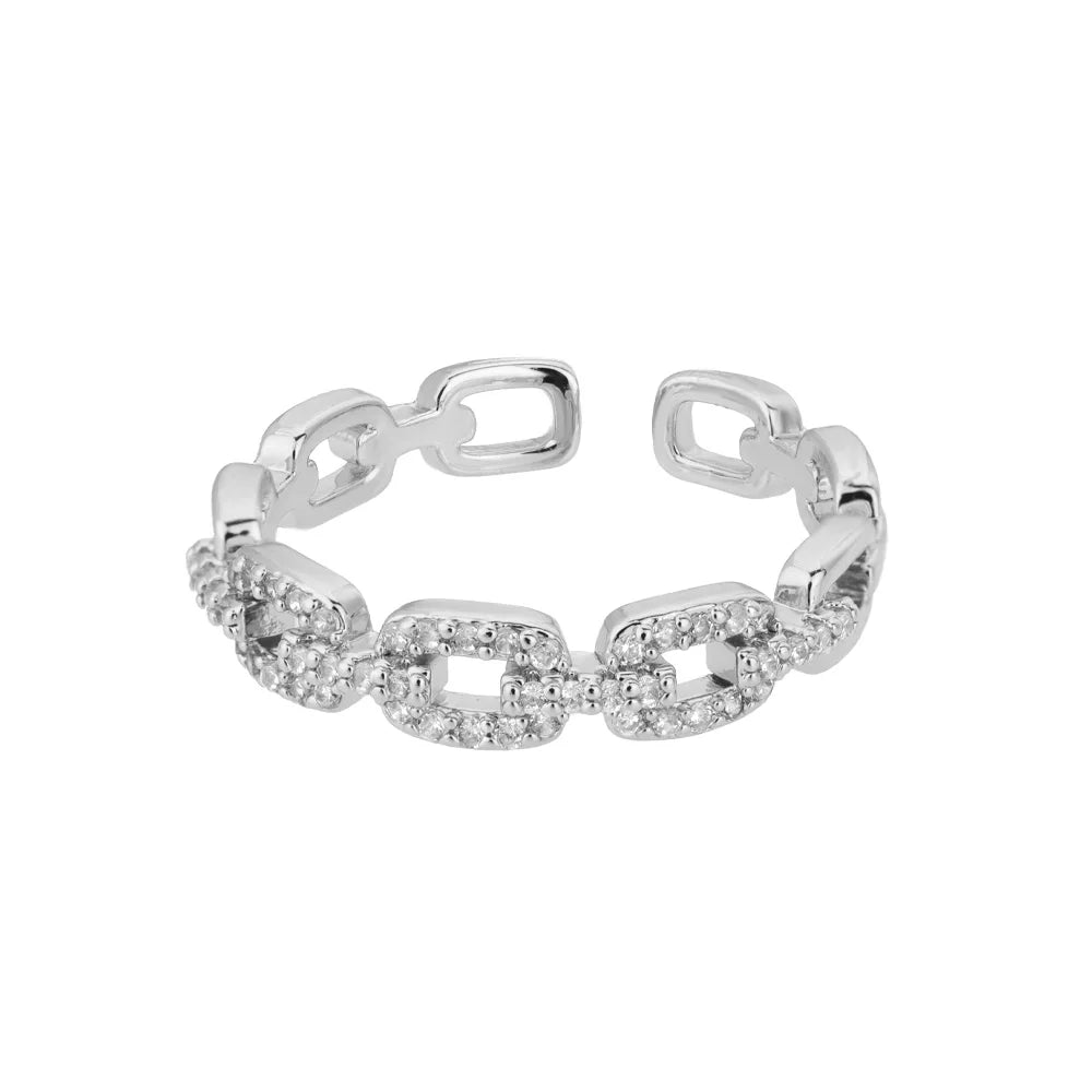 Anello Treccia Zirconia Regolabile