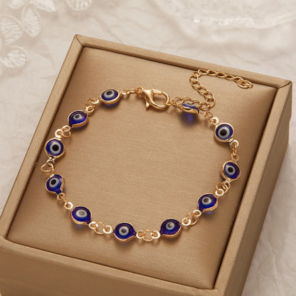 Bracciale Occhio Turco della Fortuna e Protezione Dorato Regolabile