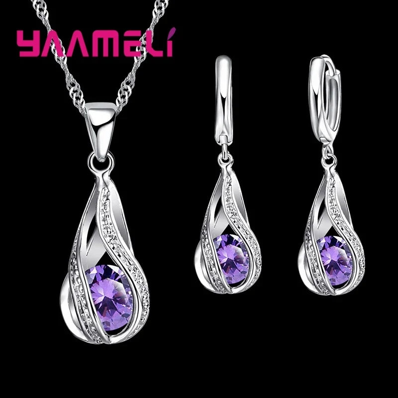 Set Collana e Orecchini Goccia di Rugiada Cristallo