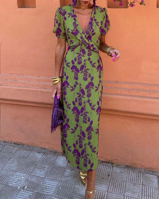 Angelina - Bellissimo vestito midi con scollatura a V