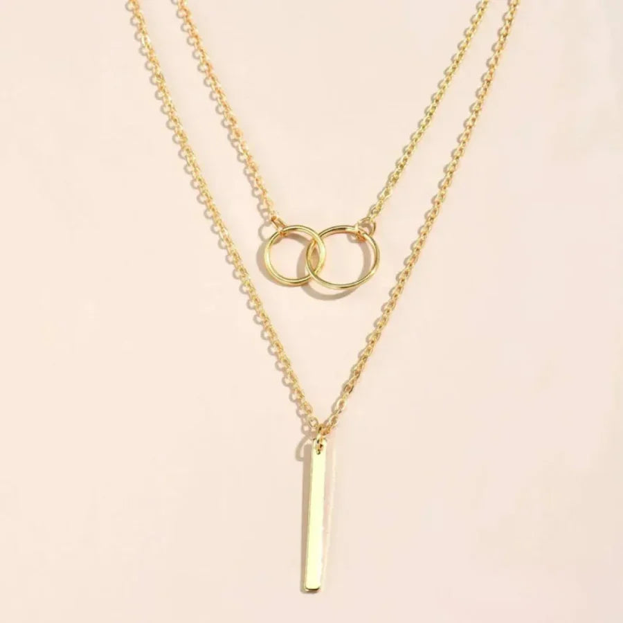 Collana Vintage con Ciondolo Doppio Cerchio Dorato