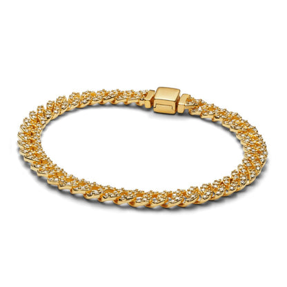 Bracciale pavé Cuban | Oro bianco