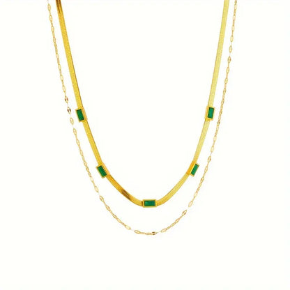 Collana Sorella Gem a Doppio Strato Retrò in Oro