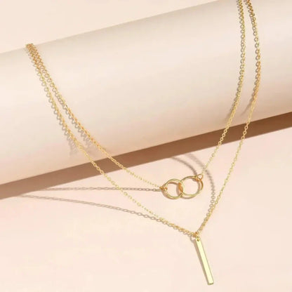Collana Vintage con Ciondolo Doppio Cerchio Dorato