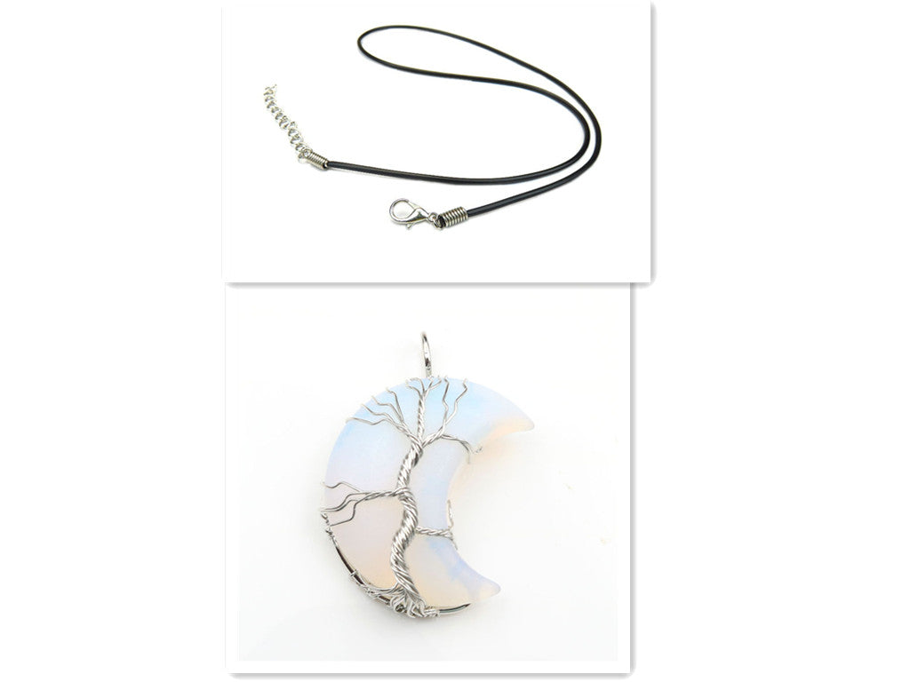 Collana Accessorio con Ciondolo Albero della Vita Cristallo di Luna