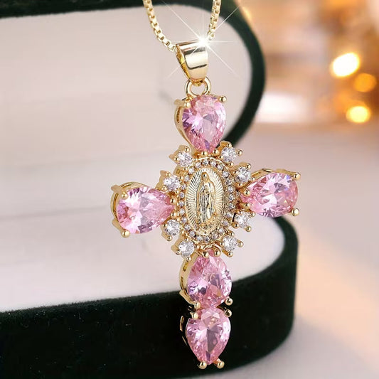 Collana croce Vergine Maria vintage