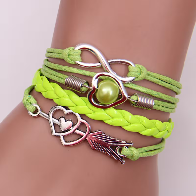 Bracciale arco di Cupido con cuore multicolore
