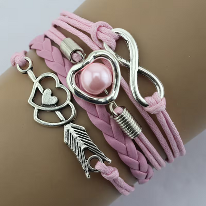 Bracciale arco di Cupido con cuore multicolore