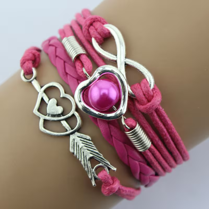 Bracciale arco di Cupido con cuore multicolore