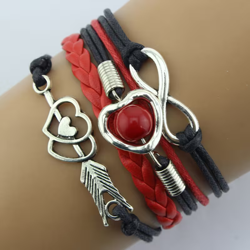 Bracciale arco di Cupido con cuore multicolore