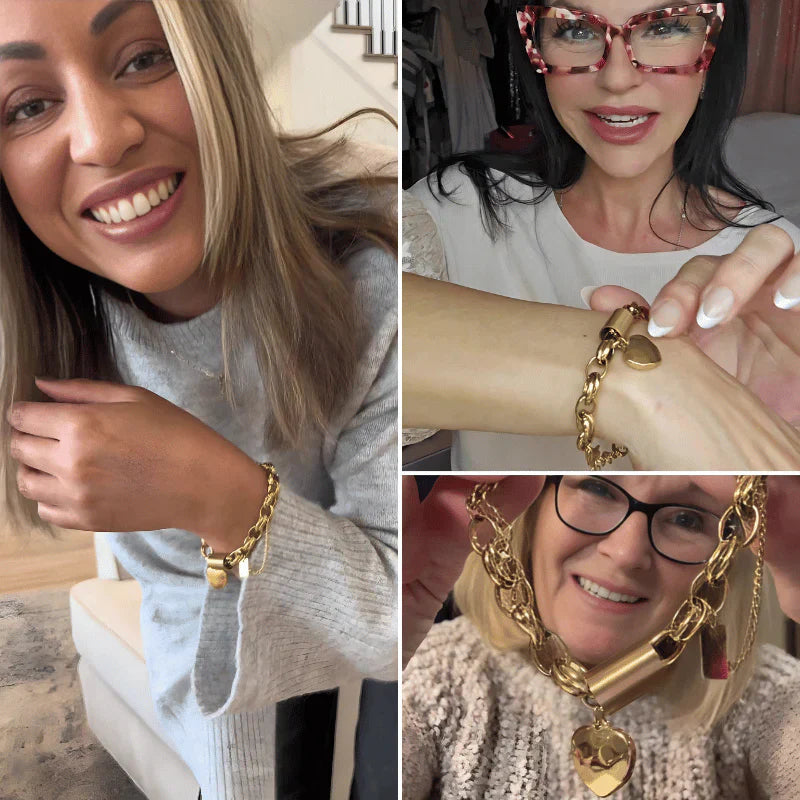 Bracciale spesso Heartened | Oro bianco