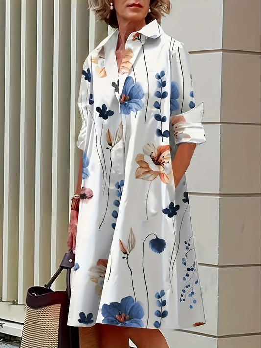 Evangeline - Vestito oversize con decorazioni floreali e comode tasche