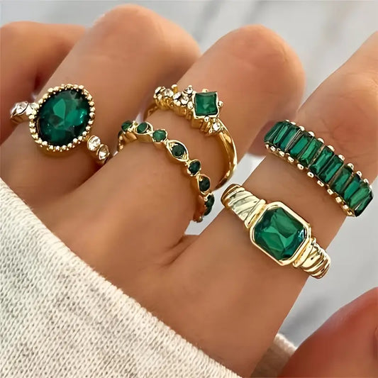 Set squisito di anelli smeraldo Zarina | Oro