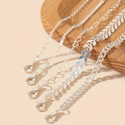 Set di 5 eleganti cavigliere minimaliste