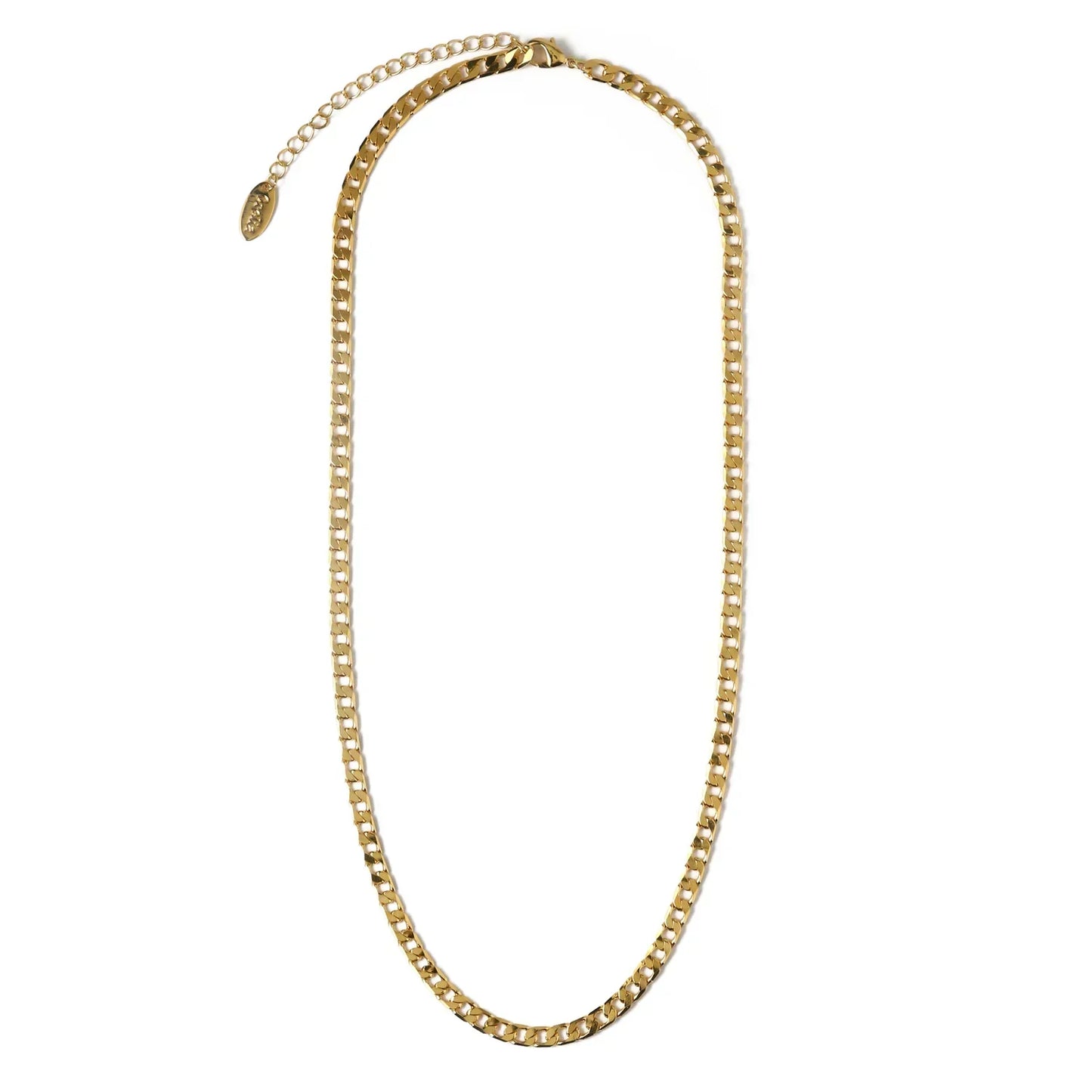 Collana catena piatta Curb | Oro bianco