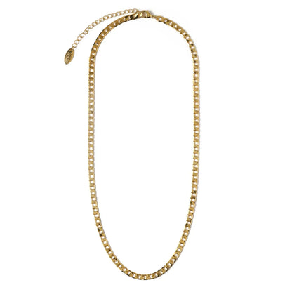 Collana catena piatta Curb | Oro bianco