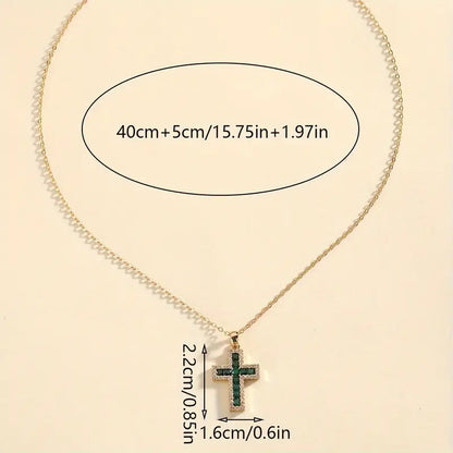 Collana con ciondolo croce smeraldo Solene | Oro
