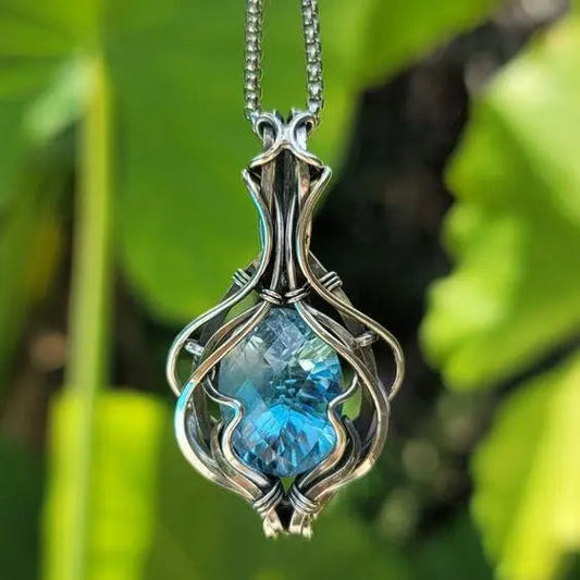 Collana blu vintage in argento