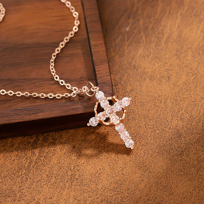 Collana croce corona in acciaio al titanio
