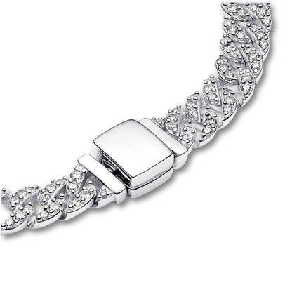 Bracciale pavé Cuban | Oro bianco