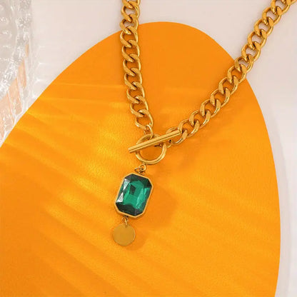 Collana catena spessa con ciondolo smeraldo | Oro