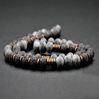 Collana Elegante Unisex con Perle di Lava di Rame Radiosa