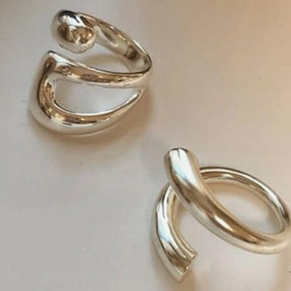 Anello modernista color oro regolabile a spirale liscia per donna