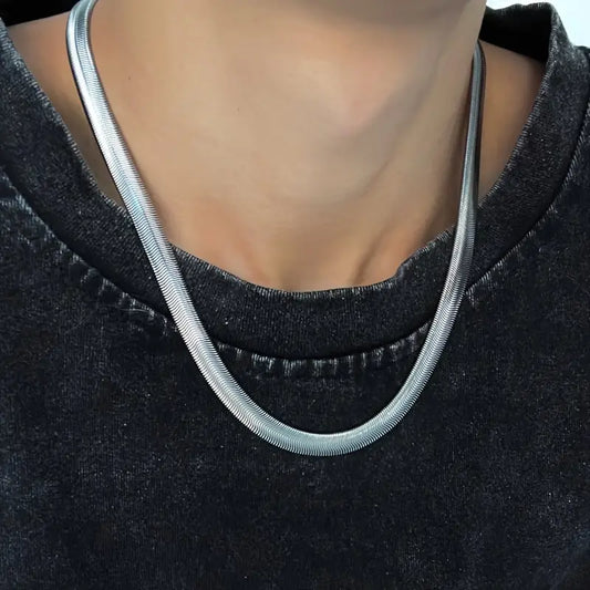 Collana da Uomo Osso di Serpente 6mm in Acciaio Inossidabile