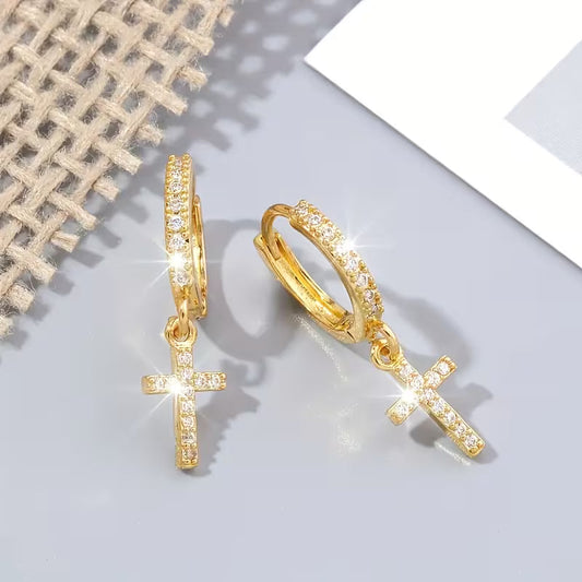 Orecchino croce con zircone