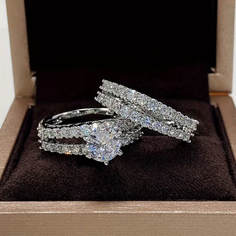 Set 2 fedi nuziali con zircone