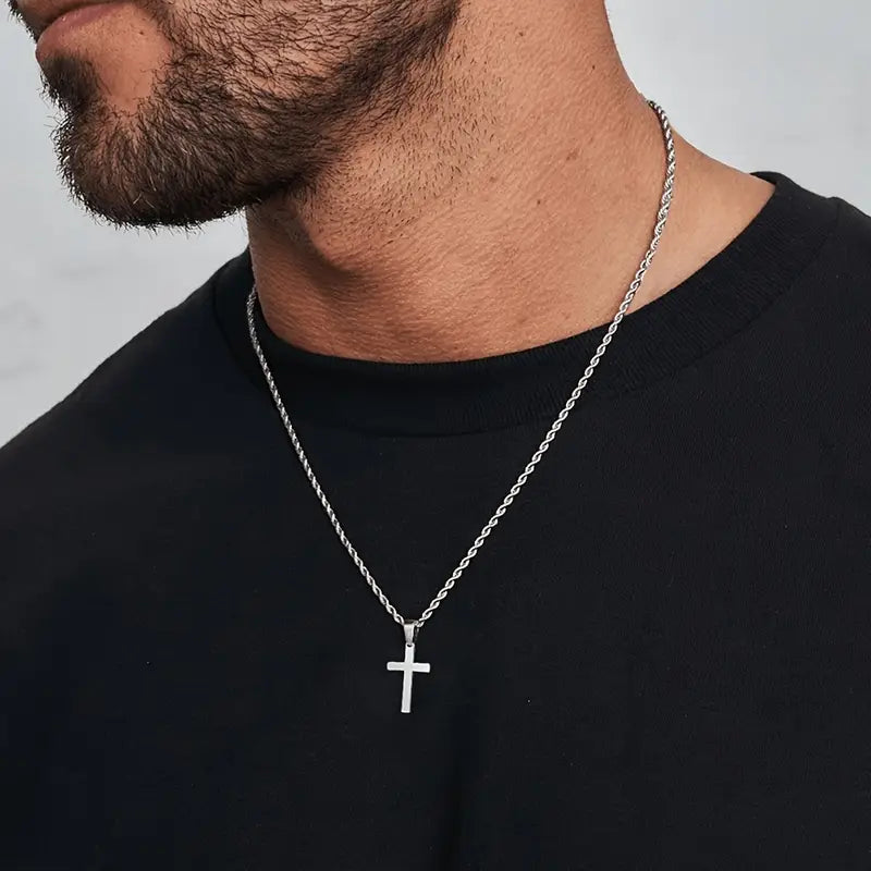 Collana da Uomo Croce Dorata in Acciaio Inossidabile