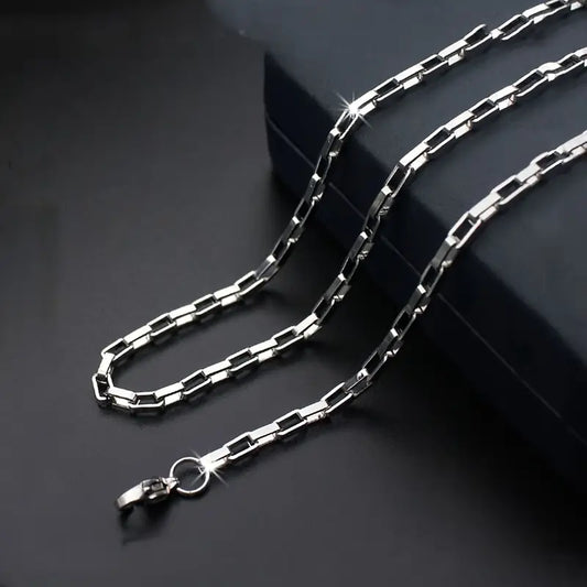 Collana a Catena a Scatola Unisex in Acciaio Inossidabile