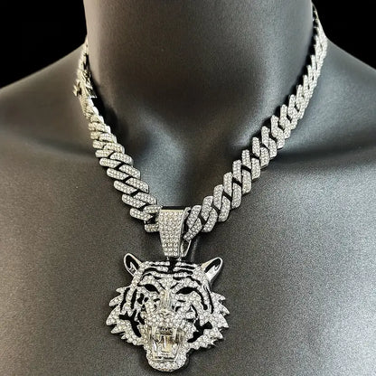 Collana da Uomo con Ciondolo Tigre Placcata Oro