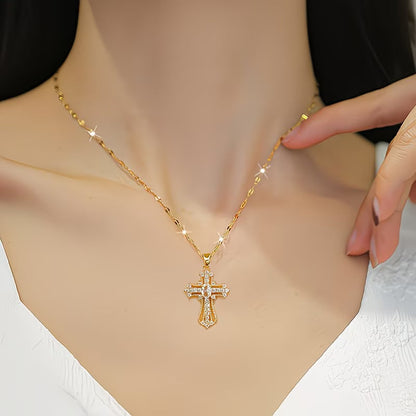 Collana croce moderna in acciaio inossidabile
