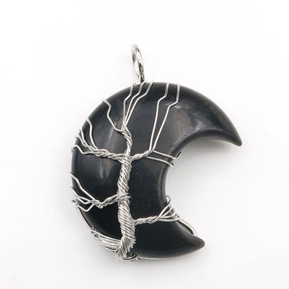 Collana Accessorio con Ciondolo Albero della Vita Cristallo di Luna