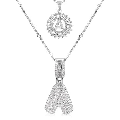 Set di collane con iniziali pavé | Oro bianco