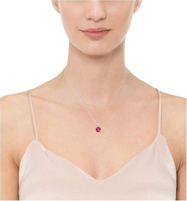 Collana rubino taglio tondo | Oro bianco