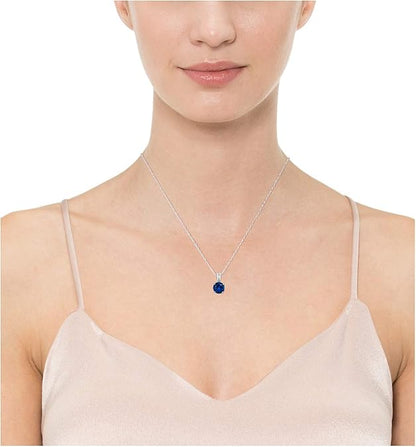 Collana di zaffiro taglio tondo | Oro bianco