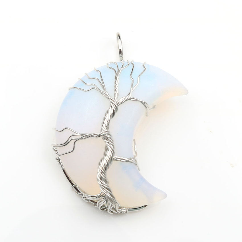 Collana Accessorio con Ciondolo Albero della Vita Cristallo di Luna