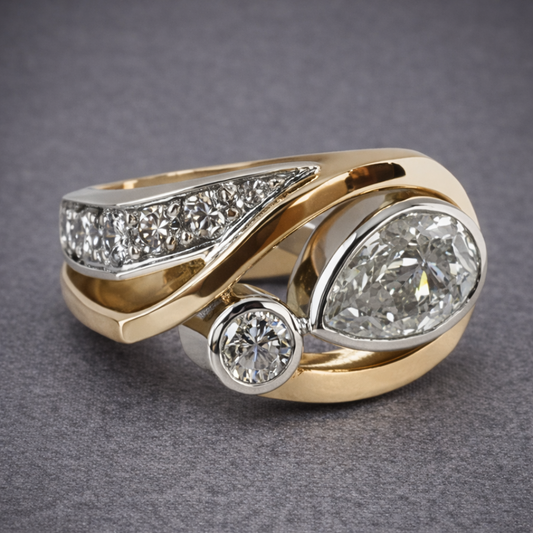 Anello Classico a Due Toni con Diamante