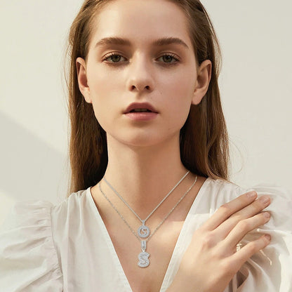 Set di collane con iniziali pavé | Oro bianco