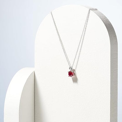 Collana rubino taglio tondo | Oro bianco