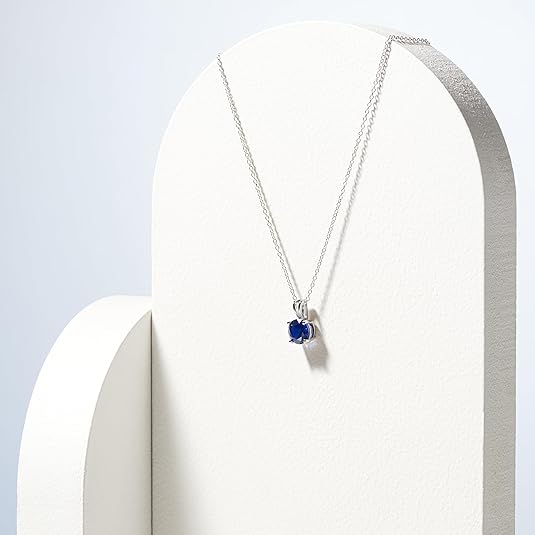 Collana di zaffiro taglio tondo | Oro bianco