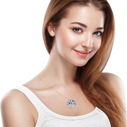 Collana albero della vita di zaffiro | Oro bianco