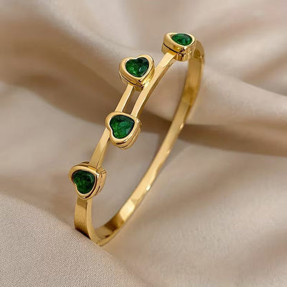 Bracciale Cuori Verdi | Oro