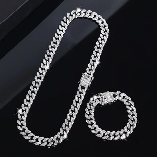 Set Collana & Bracciale a Catena Cubano 2 pezzi – Gioielleria Hip-Hop Unisex